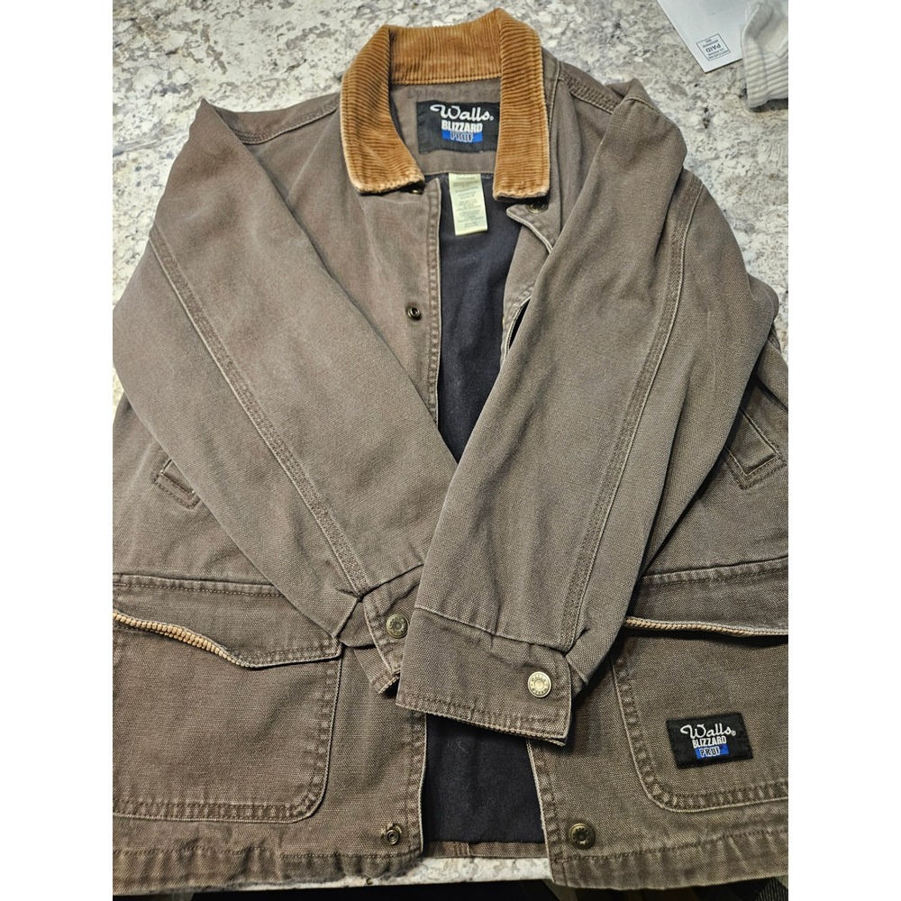 Walls Blizzard Pruf Kids Brown Canvas Corduroy Collar Work Jacket Medium